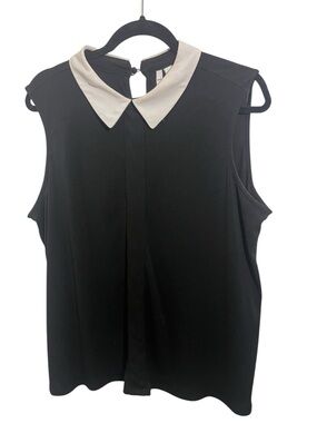 Elle Black Sleeveless Blouse with White Peter Pan Collar